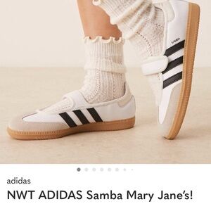 adidas womens Samba Mary-Jane Sneakers - White, Black,